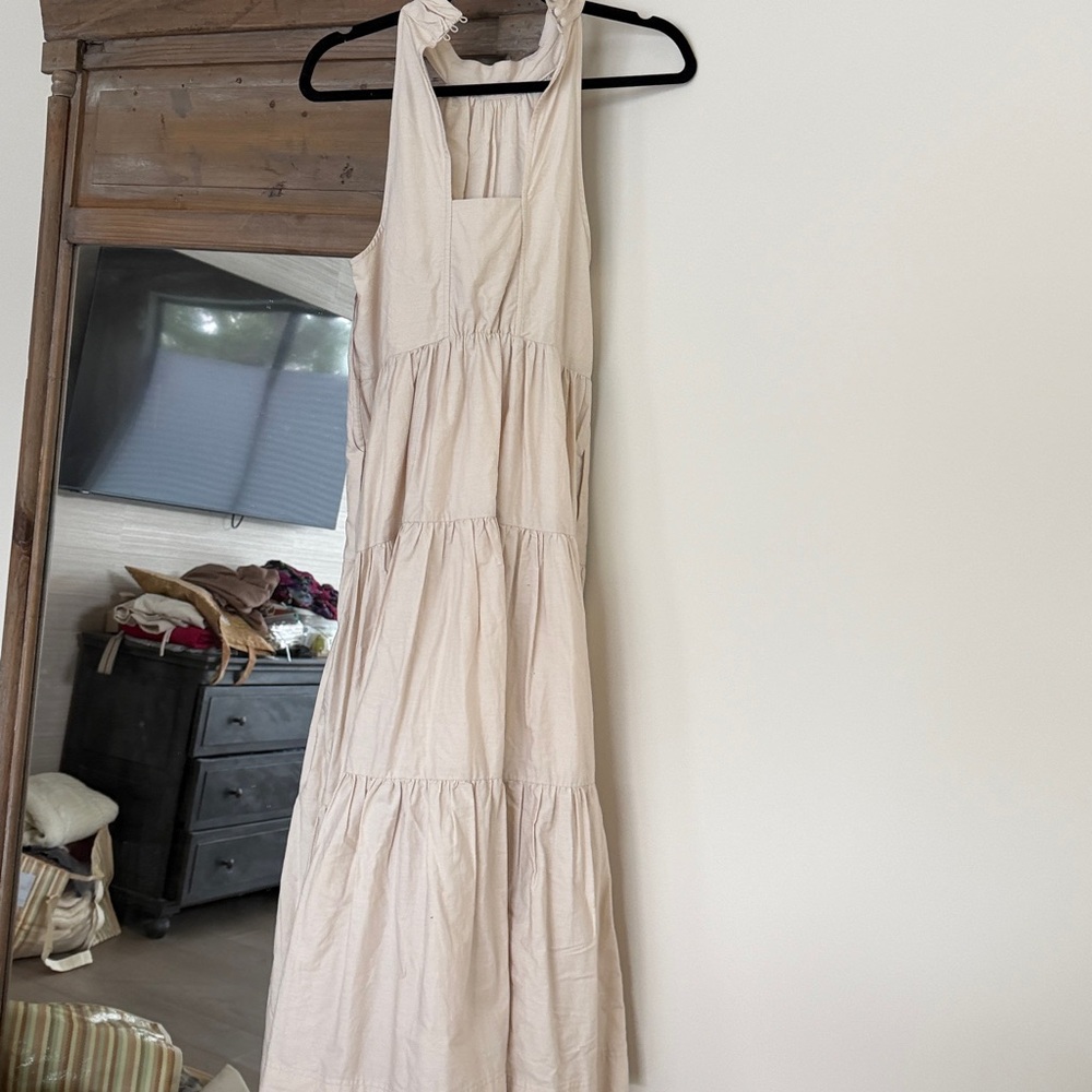 Anthropologie Cream Halter Tiered Midi Dress NwT - Picture 5 of 7